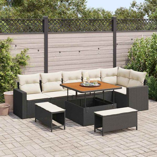 vidaXL Gartensofa-set 9 pcs Schwarz Poly-Rattan
