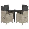 vidaXL 5-tlg. Garten-Essgruppe mit Kissen Hellgrau Poly Rattan