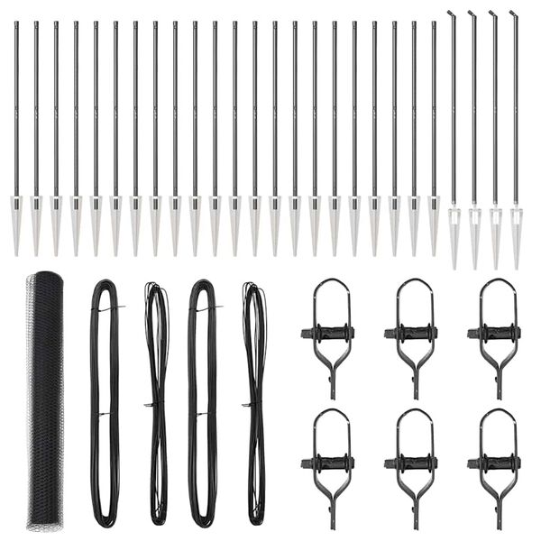 vidaXL Zaunpfosten Grau 50 x 1,2 m (25 mm Maschen) Stahl und PVC