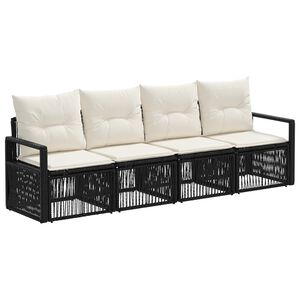 vidaXL Gartensofa-set 4 stk. Schwarz Poly-Rattan