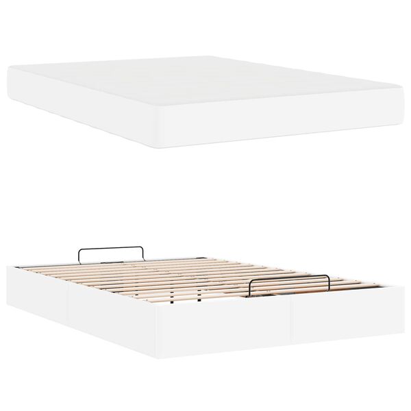 vidaXL Bettgestell mit Matratze mit Matratze 2 pcs Wei&szlig; PVC