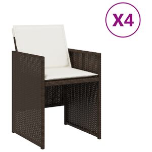 vidaXL Gartenst&uuml;hle mit Kissen 4 Stk. Braun Poly Rattan
