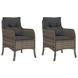 vidaXL Gartenst&uuml;hle mit Kissen 2 Stk. Grau Poly Rattan