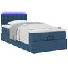 vidaXL Ottoman-Bett mit Matratze & LEDs Blau 90x190 cm Stoff