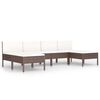 vidaXL 6-tlg. Garten-Lounge-Set mit Auflagen Poly Rattan Braun