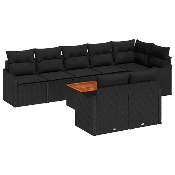 vidaXL Gartensofa-set mit Speicher 9 pcs Schwarz Poly-Rattan