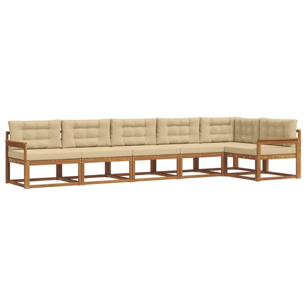 vidaXL Outdoor-Sofagarnitur mit Kissen 6 pcs Natur und Beige