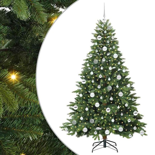 vidaXL K&uuml;nstlicher Weihnachtsbaum mit 300 LEDs Gr&uuml;n 180 cm PE und PVC