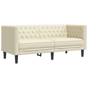 vidaXL Chesterfield-Sofa 2-Sitzer Creme Kunstleder