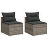 vidaXL Gartensofas ohne Armlehnen mit Kissen 2 Stk. Grau Poly Rattan