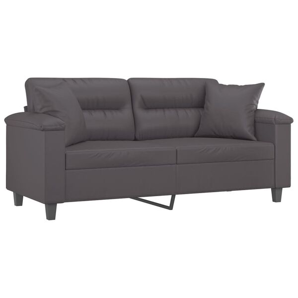 vidaXL 2-Sitzer-Sofa mit Zierkissen Grau 140 cm Kunstleder