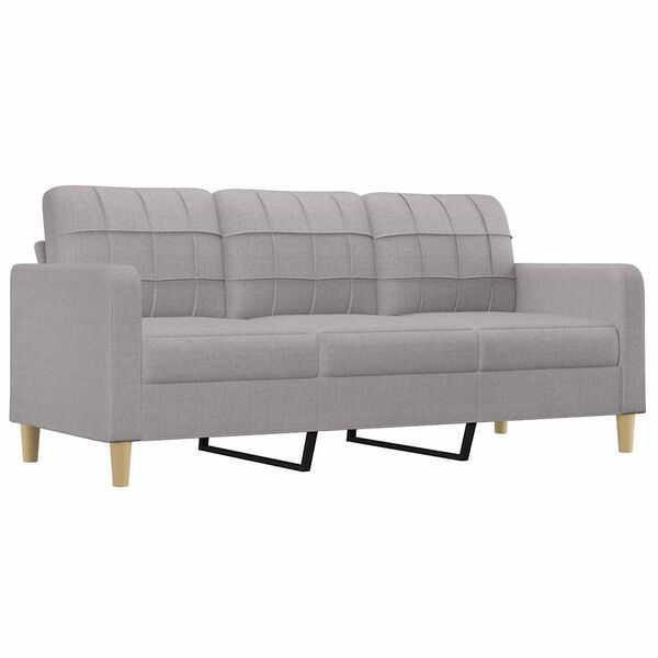 vidaXL 3-Sitzer-Sofa mit Hocker Hellgrau 180 cm Stoff