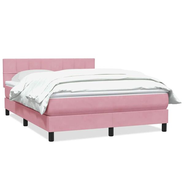 vidaXL Boxspringbett mit Matratze Rosa 140x220 cm Samt