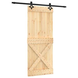 vidaXL Schiebet&uuml;r Nat&uuml;rlich und Schwarz 85 x 210 cm Massivkiefer