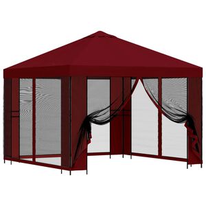 vidaXL Garten Pavillon mit Seitenw&auml;nden 3 x 3 m Bordeauxrot