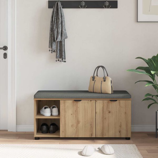 vidaXL Flurbank mit Kissen Uni Artisan-Eiche 100 x 38 x 46 cm