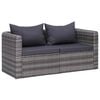 vidaXL 8-tlg. Garten-Lounge-Set mit Kissen Poly Rattan Grau