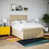 vidaXL Boxspringbett mit Matratze Creme 140x190 cm Stoff
