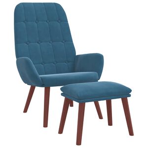 vidaXL Relaxsessel mit Hocker Blau Samt