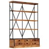 vidaXL B&uuml;cherregal 4 Ebenen 6 Schubladen 122&times;36&times;181 cm Massivholz