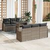 vidaXL Garten-Sofa-Set mit Kissen mit Speicher 7 pcs Grau Poly Rattan