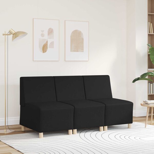 vidaXL | Modulares Armfreies Sofa | Schwarz 55 x 74 x 82 cm Kunstleder