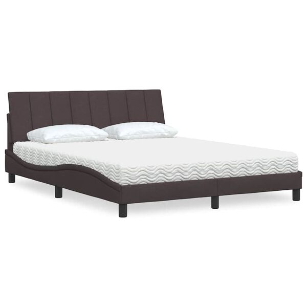 vidaXL Bett mit Matratze "Hanko" Dunkelbraun 160x200 cm Stoff