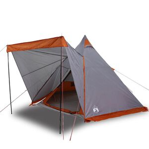 vidaXL Tipi-Familienzelt 6 Personen Grau und Orange Wasserdicht