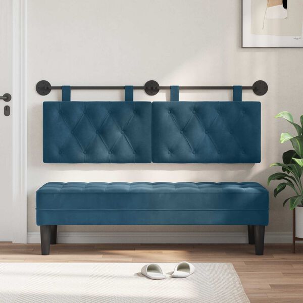 vidaXL H&auml;ngevorderseite Wandmontiert Blau 150 x 55 x 7 cm Samt