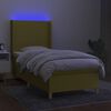 vidaXL Boxspringbett mit Matratze & LED Gr&uuml;n 100x200 cm Stoff