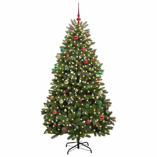vidaXL K&uuml;nstlicher Weihnachtsbaum Gr&uuml;n 210 cm PVC und Metall