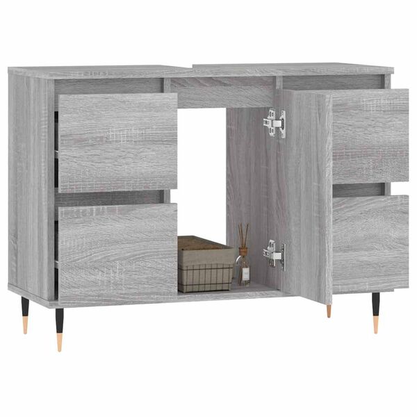 vidaXL Badschrank Grau Sonoma 80x33x60 cm Holzwerkstoff