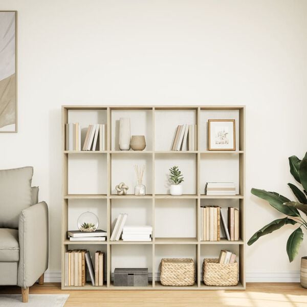 vidaXL B&uuml;cherregal Sonoma-Eiche 137,5x29x137,5 cm Holzwerkstoff