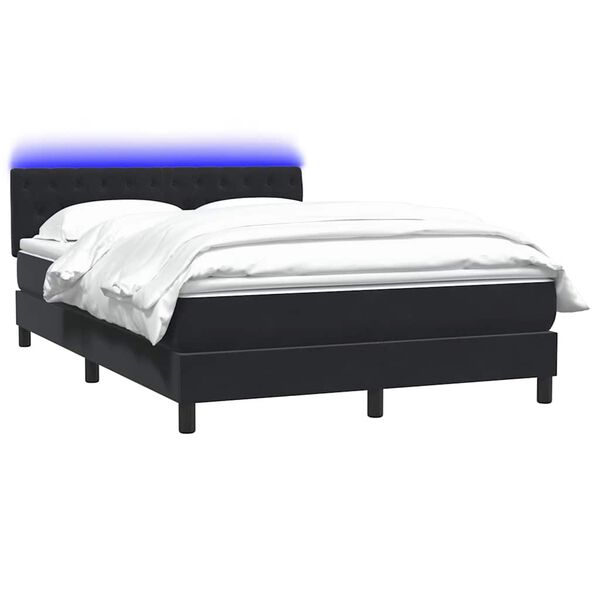 vidaXL Boxspringbett mit Matratze & LED Schwarz 160x210 cm Samt