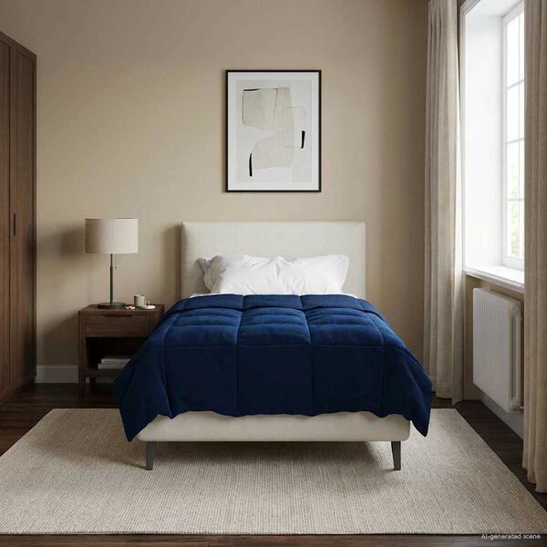 vidaXL Ganzjahresbettdecke Dunkelblau 140 x 220 cm Mikrofaser