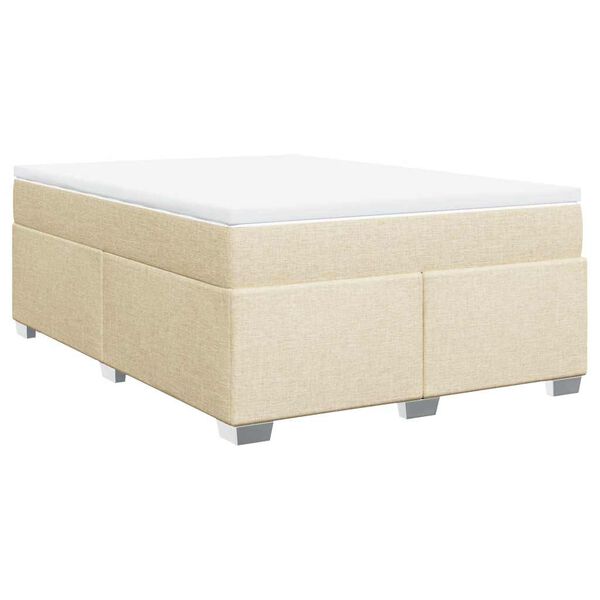 vidaXL Boxspringbett mit Matratze Creme 140x190 cm Stoff