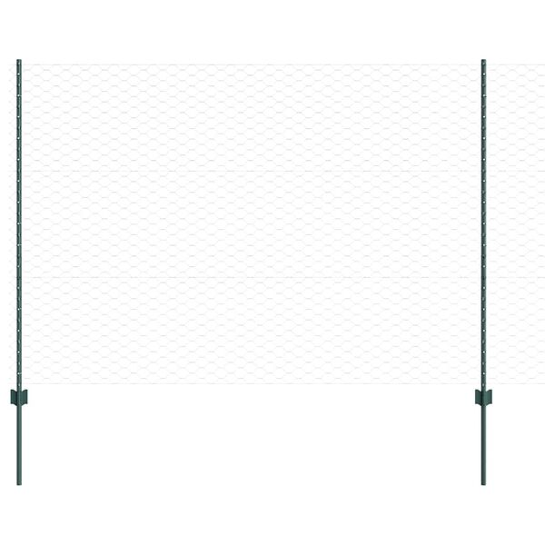 vidaXL Zaun mit Pfosten Gr&uuml;n 1,5 x 50 m Stahl und PVC
