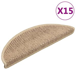 vidaXL Stufenmatten Selbstklebend Sisal-Optik 15 Stk. 56x17x3 cm Sand