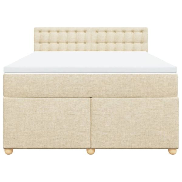 vidaXL Boxspringbett mit Matratze Creme 140x200 cm Stoff