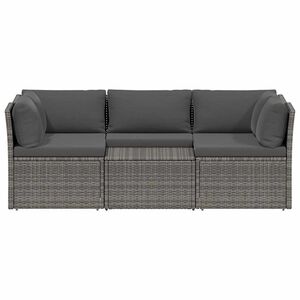 vidaXL 4-tlg. Garten-Lounge-Set mit Polstern Poly Rattan Grau