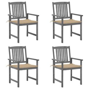 vidaXL Gartenst&uuml;hle mit Kissen 4 Stk. Grau Massivholz Akazie
