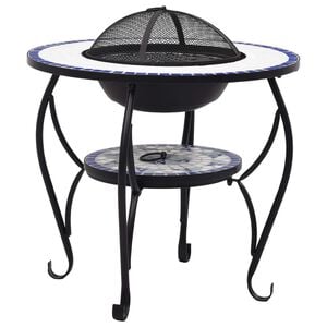 vidaXL Feuertisch Mosaik Keramik Blau und Wei&szlig; 68 cm