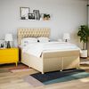 vidaXL Boxspringbett mit Matratze Creme 140x190 cm Stoff
