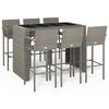 vidaXL 7-tlg. Gartenbar-Set Grau Poly Rattan