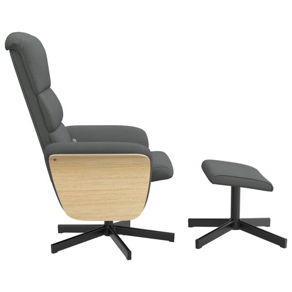 vidaXL Massagesessel mit Fu&szlig;hocker Dunkelgrau Stoff