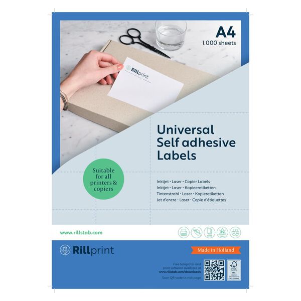rillprint Selbstklebende Aufkleber Etiketten 105x99 mm 1000 Blatt Wei&szlig;