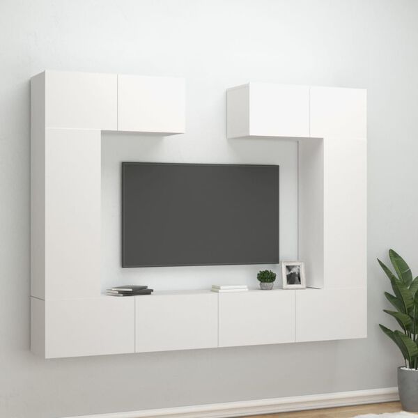 vidaXL 6-tlg. TV-Schrank-Set Wei&szlig; Holzwerkstoff