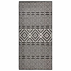 vidaXL Outdoor-Teppich Flachgewebe 80x150 cm Schwarz Gestreift