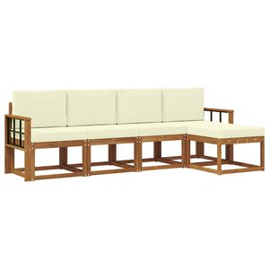 vidaXL Outdoor-Sofagarnitur 5 pcs Natur und Creme Massivholz Akazie