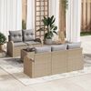 vidaXL Garten-Sofa-Set mit Kissen mit Speicher 6 pcs Beige und Grau